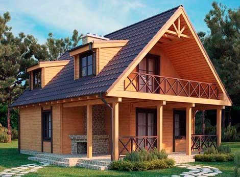 вид крыши дома из сруба