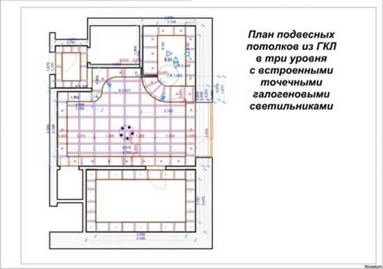 Освещение на потолке из гипсокартона